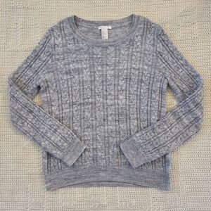 H&M Light Gray Cable Knit Crewneck Sweater